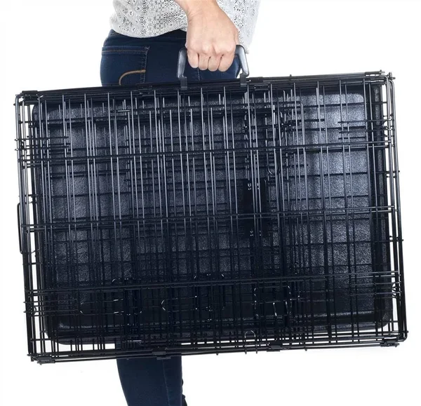 Petmaker 2 Door Foldable Dog Crate Cage, Black