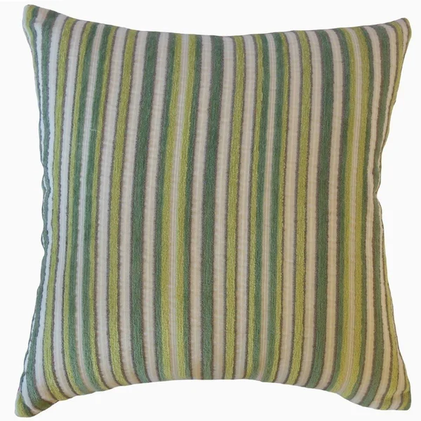 The Pillow Collection Gauthier Striped Decorative Throw Pillow Green 24 x 24