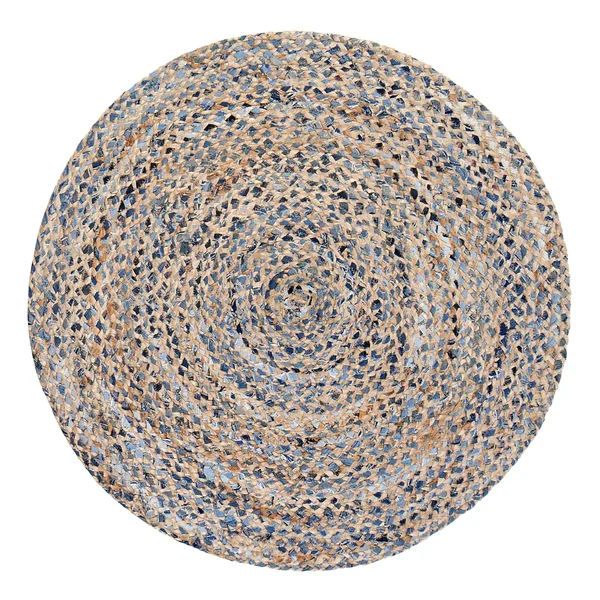 Anji Mountain 6& Round Kerala Denim & Jute Rug