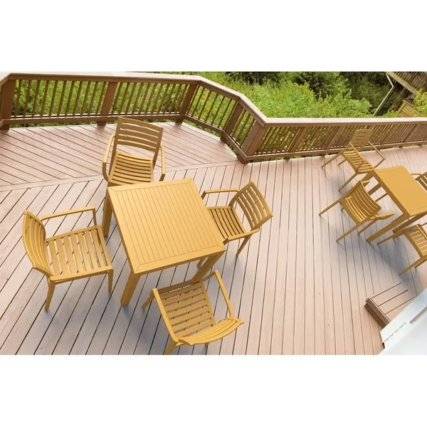 Compamia Ares Resin Square Dining Table Teak 31 inch