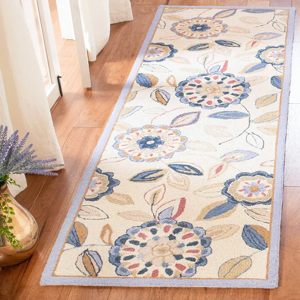 Safavieh Chelsea HK179A 2&6x22 x 8&0x22 Runner Ivory - Blue Area Rug