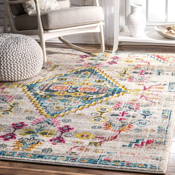 nuLOOM Gabbeh Fading Floral Area Rug - 8& x 10&, Ivory