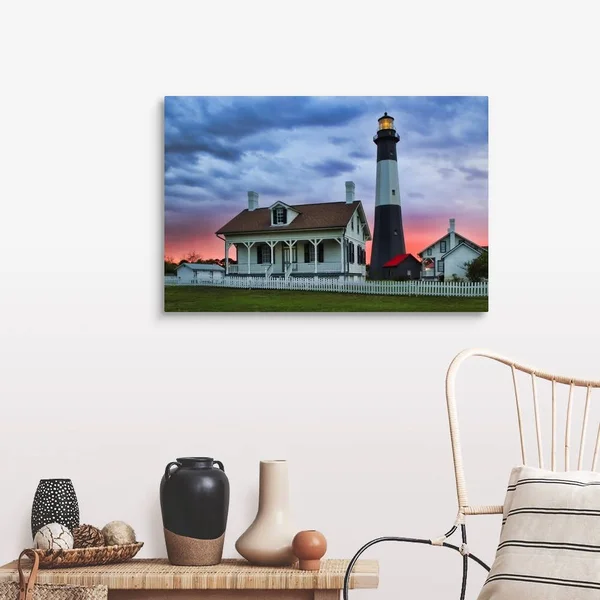 Georgia - Tybee Island, Tybee Light House at Sunset, Canvas Wall Art, 36x24, Great Big Canvas