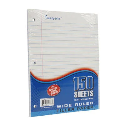 150 Sheet Wide Ruled Filler Paper, Wholesale, Bulk (Pack of 36)