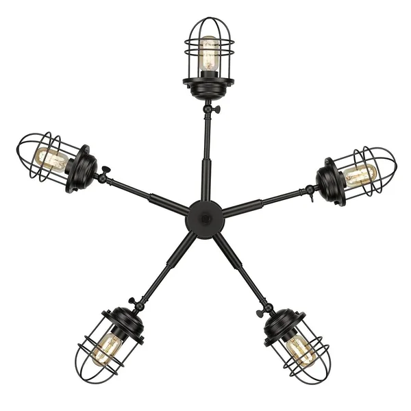 Golden Lighting 9808-5SF Blk Seaport - 5 Light Semi-Flush Mount Black