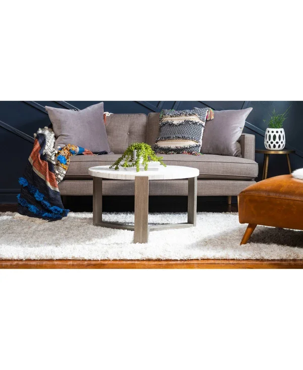 Unique Loom Hygge Shag Misty Ivory 8 ft. x 10 ft. Area Rug