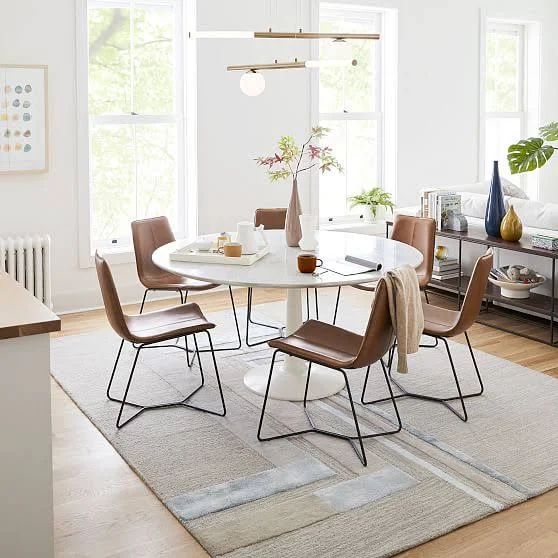 Slope Dining Chair, Sierra Leather, Navy, Light Bronze