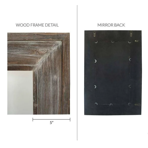 Barnyard Designs Decorative Wall Mirror Rustic Distressed Natural Wood Frame Vertical Hanging