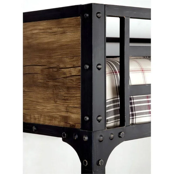 Bowery Hill Twin Over Twin Bunk Bed in Black