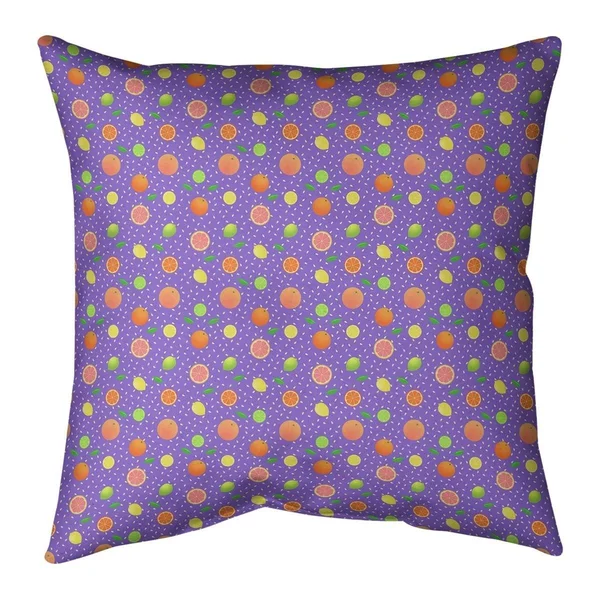 Porch & den Beryl Citrus Fruit Pattern Throw Pillow - 16 x 16 - Lavender - Linen