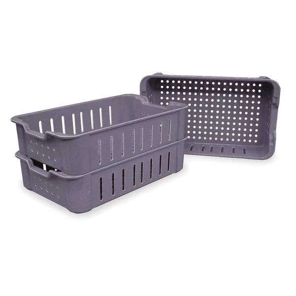 Molded Fiberglass - 80204851361148 - Straight Wall Container - Gray, 4 5/8 inH x 16 1/2 inL x 11 3/8 inW, 1EA