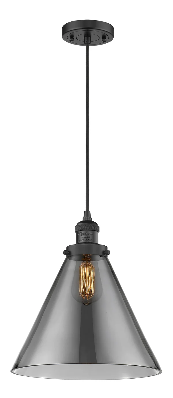 Innovations Lighting x Large Cone 1 Light Mini Pendant 201C BK G43 L (Black)