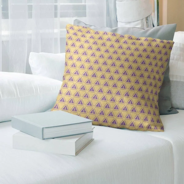 Two Color Minimalist Trees with Yellow Throw Pillow - 16 x 16 - Yellow & Purple - Faux Suede
