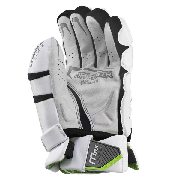 Maverik Max Goalie Glove Lacrosse Gloves - White, Size: Medium