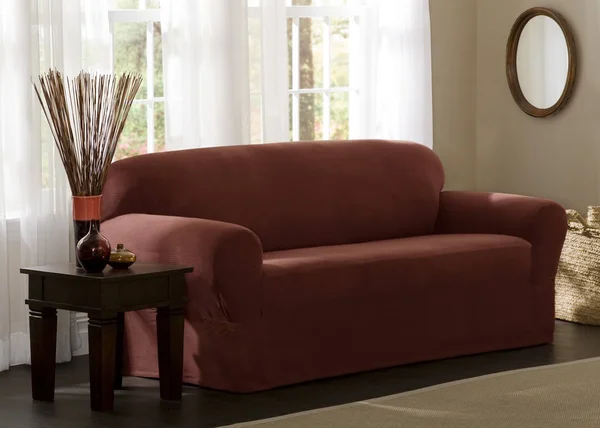 Maytex Reeves Stretch 1-Piece Loveseat Slipcover - Red