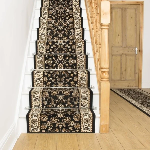 runrug USA Persian Black Stair Carpet Runner Length: 10 foot, WIDT