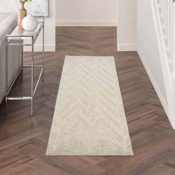 Nourison Linked Brushstroke Area Rug - 2&3x22 x 7&6x22 Runner - Ivory/Grey