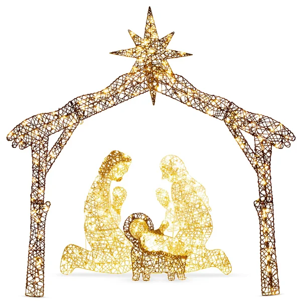 Best Choice Products 6ft Lighted Outdoor Nativity Scene - Yard Decoration w/ 190 LED Lights, Stakes, Zip Ties