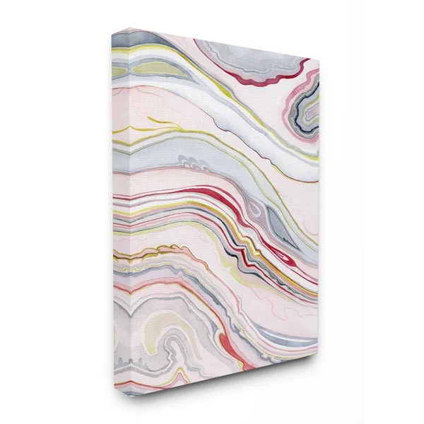 The Stupell Home Decor Collection Blue Pink Red Green Watercolor Marbling Abstract Oversized Stretched Canvas Wall Art - 24 x 1.5