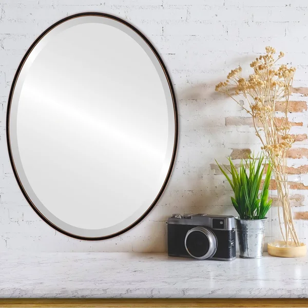 Singapore Framed Oval Mirror - Rubbed Black - 18 5/8x22x24 5/8x22