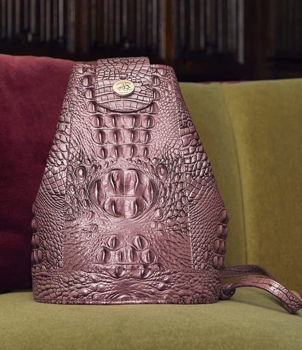 Brahmin Melbourne Collection Allie Sling Crocodile Embossed Backpack - Dusty Pink