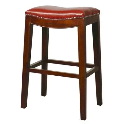 Juelz Counter & Bar Stool Three Posts Seat Height: Bar Stool (30.5x22 Seat Height) - Color: Cinnamon, Upholstery: Red