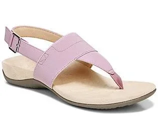 Vionic Adjustable T Strap Sandals - Danita, Size 9-1/2 Wide, Vintage Mauve