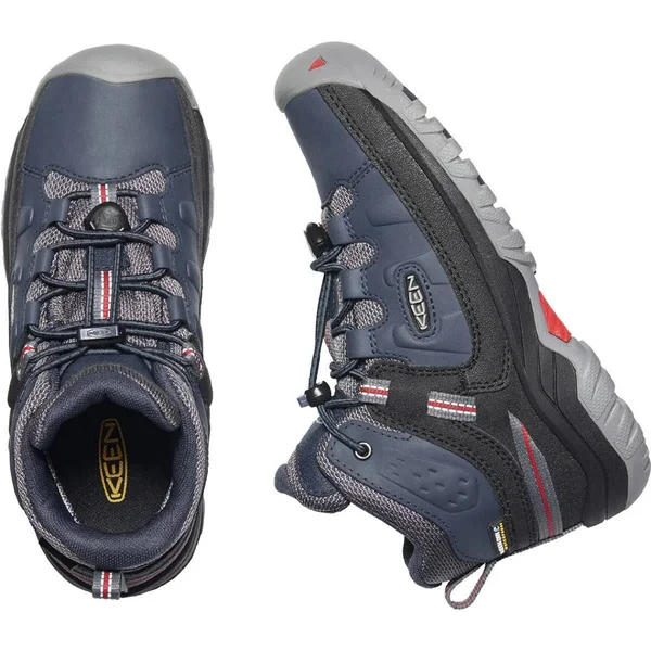 Keen Youth Targhee Mid Waterproof Shoe - 3 - Blue Nights - Red Carpet