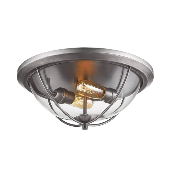 Z-Lite Persis 2-Light Flush Mount, Old Silver 3000F2