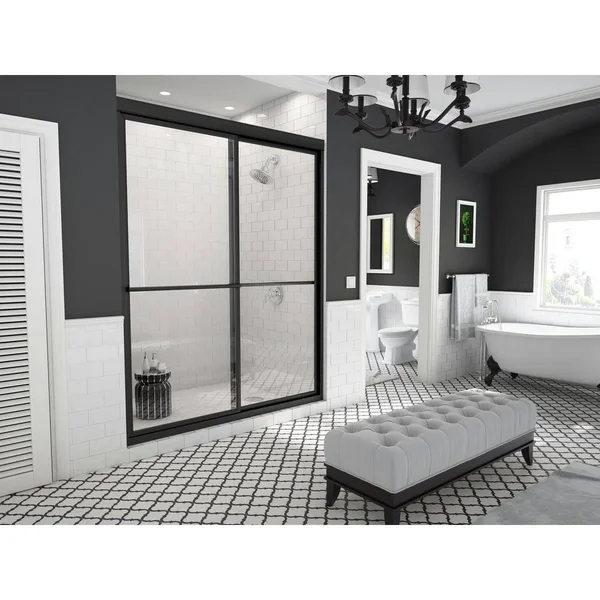 Coastal Shower Doors 1652.70-c Newport Series 52 inch x 70 inch Framed Sliding Shower DOOR, Black