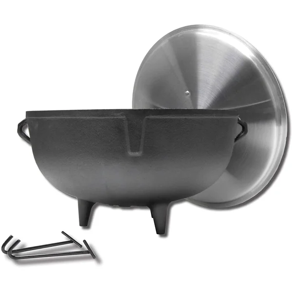 King Kooker 5920 Heavy Duty Cast Iron Jambalaya Pot with Feet & Lid - 5-Gallon