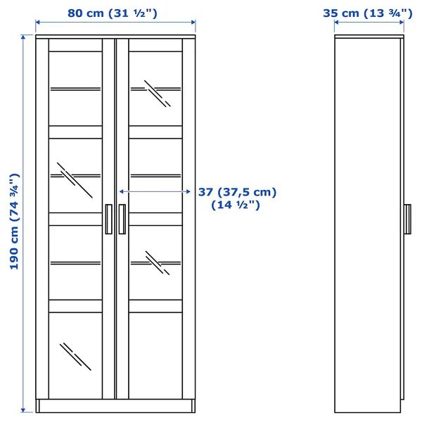 IKEA - BRIMNES Glass-Door Cabinet - Black, 31 1/2x74 3/4 10409871