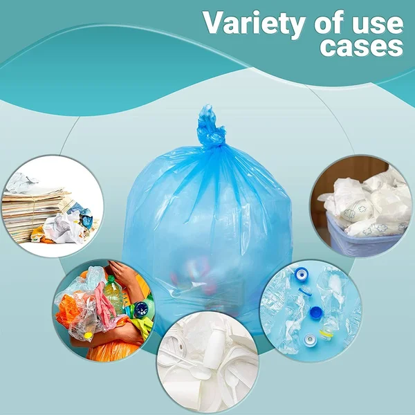 250 Pack Blue Poly Heavy Duty Trash Bags 30x22 x 48x22 75–100 lb