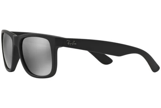 Ray Ban RB4165 Justin Sunglasses - 622/6G Rubber Black/Grey Mirror Silver