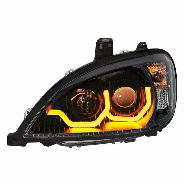 Freightliner Columbia Projection Headlight w/ Dual LED Light - Blackout - Driver