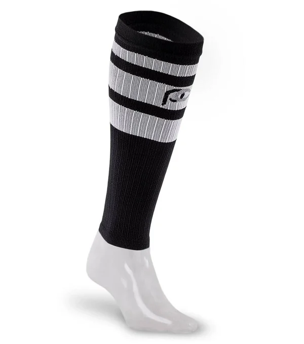 Pro Compression Calf Sleeves - Black Classic Stripe, L/XL, Best Compression Sleeves for Men, Women, Running, Sports