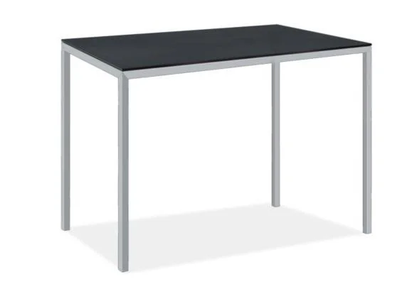 Room & Board - Modern Parsons 60W 30D 42h Bar Table w/ 1.5x22 Leg, Smoke Tempered Glass Top w/ Silver Base