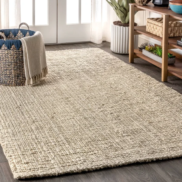Jonathan Y Pata Hand Woven Chunky Jute 8& x 10& Area Rug in Light Ivory