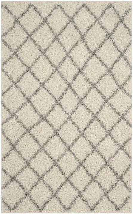 Safavieh Dallas Shag SGDS258F Ivory, Grey Rug 6& x 6& Round
