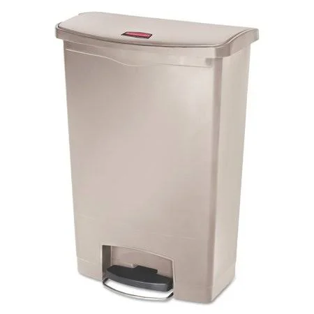 Rubbermaid Slim Jim Resin Step-On Container, Front Step Style, 24 gal, Beige - RCP1883552