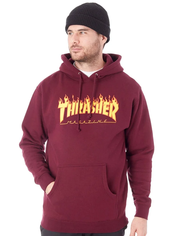 Thrasher Flame Hoodie - Maroon