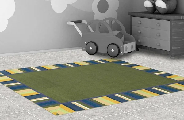 Joy Carpets Clean Green Classroom Rug, 5&4x22 x 7&8x22 Oval Bold