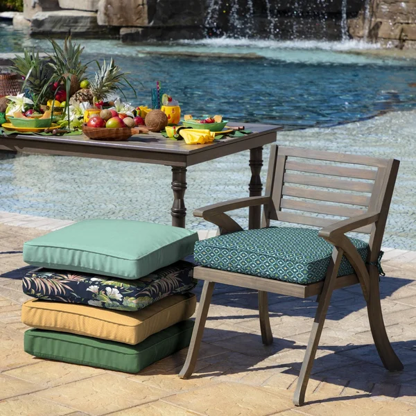 Arden Selections Alana Tile Outdoor Welted Dining Seat Cushion - Set of 2