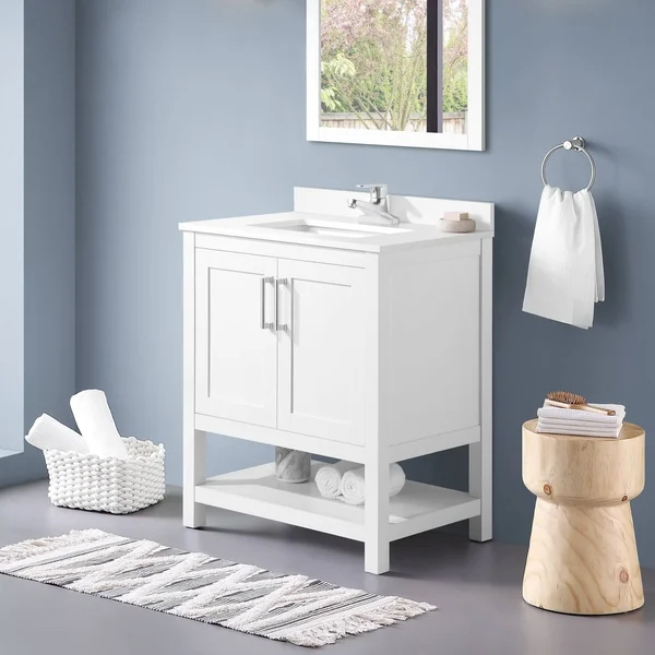 Ove Decors 15VVA-VEGA30-007FE Vegas 30 inch Bathroom Vanity Combo with Top and BACKSLPLASH in White