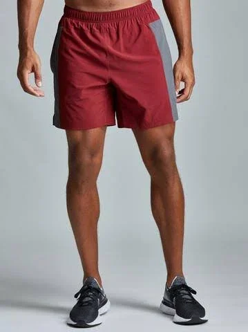 Men's Bolt Short 7x22 in Burgundy/ Charcoal - Size S - Gym - Workout, Performance Shorts
