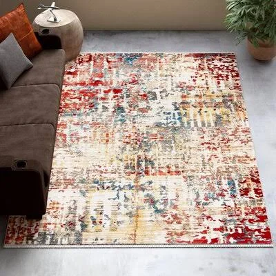 Metheny Abstract Cut Pile Red/Beige Area Rug Williston Forge Rug Size: Rectangle 5& x 7&5x22