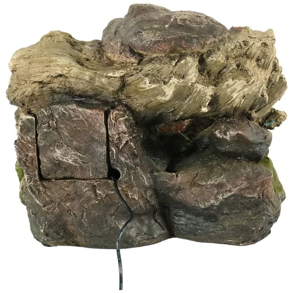 Sunnydaze Aged Tree Trunk Tabletop Fountain with LED Lights - Dark Brown/Cream