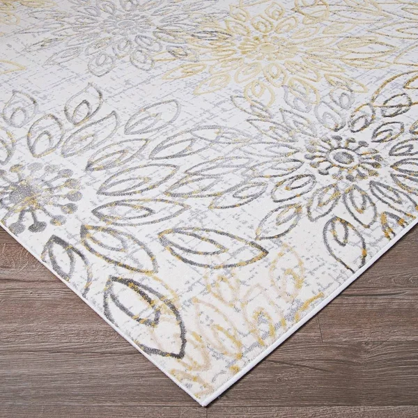 Couristan 6&6x22 x 9&6x22 Ivory/Steel Blue Calinda Summer Bliss Area Rug