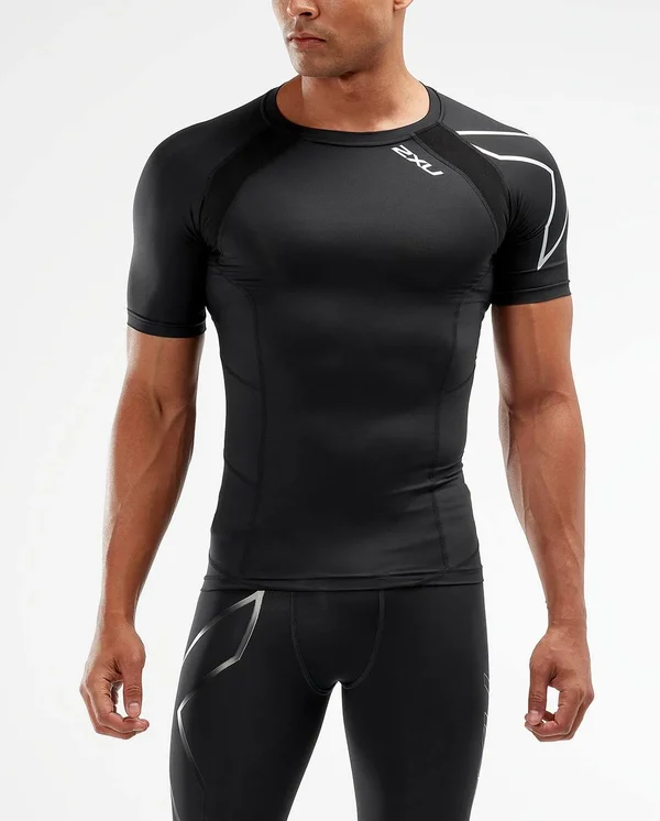 2XU Compression Short Sleeve Men's Top - Black Silver