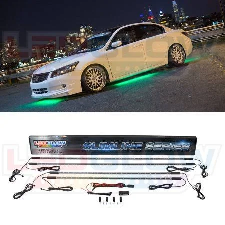 LEDGlow 4pc Green SMD LED Slimline Underbody Underglow Lighting Kit